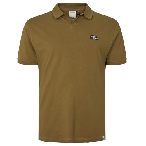 North 56°4 Pique V Neck Polo Shirt Olive Green